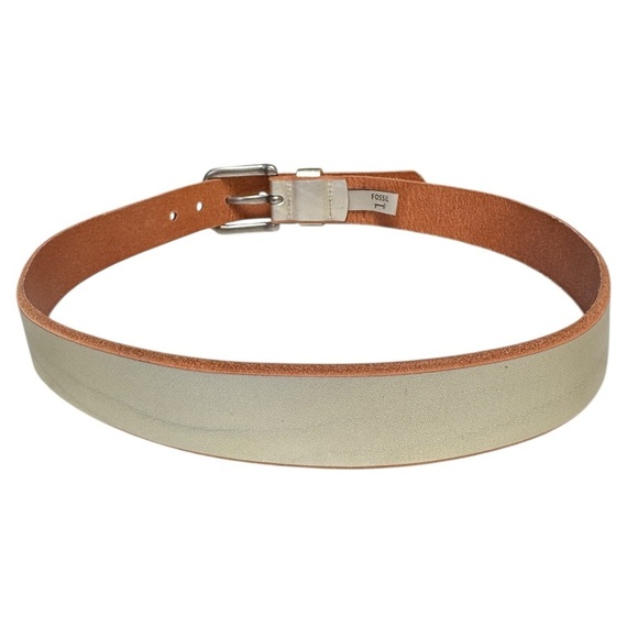 Fossil Distressed Metallic Leather Belt, Size Small - Picture 6 of 7